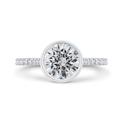 14K White Gold Round Cut Diamond Engagement Ring (Semi-Mount)