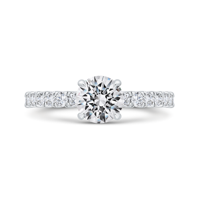 14K White Gold Round Cut Diamond Engagement Ring (Semi-Mount)