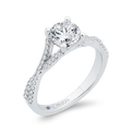 14K White Gold Round Cut Diamond Engagement Ring (Semi-Mount)