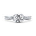 14K White Gold Round Cut Diamond Engagement Ring (Semi-Mount)