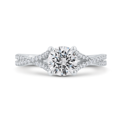 14K White Gold Round Cut Diamond Engagement Ring (Semi-Mount)