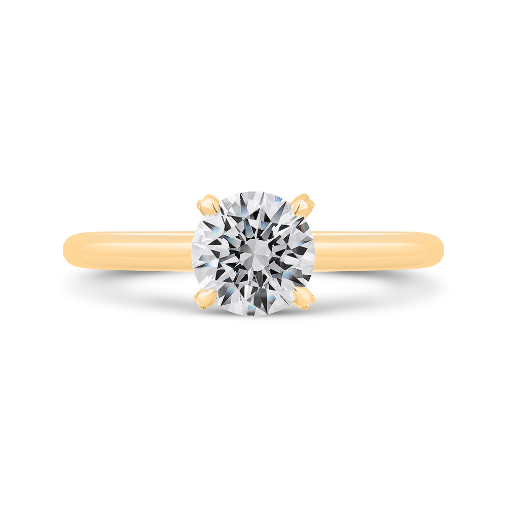14K Yellow Gold Round Cut Diamond Solitaire Engagement Ring (Semi-Mount)