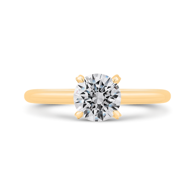 14K Yellow Gold Round Cut Diamond Solitaire Engagement Ring (Semi-Mount)
