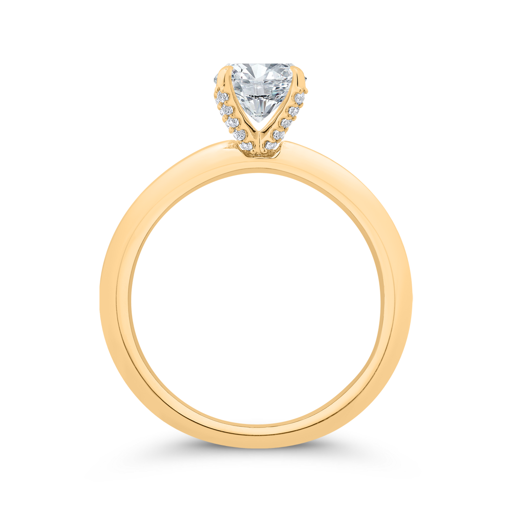 14K Yellow Gold Round Cut Diamond Solitaire Engagement Ring (Semi-Mount)