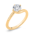 14K Yellow Gold Round Cut Diamond Solitaire Engagement Ring (Semi-Mount)