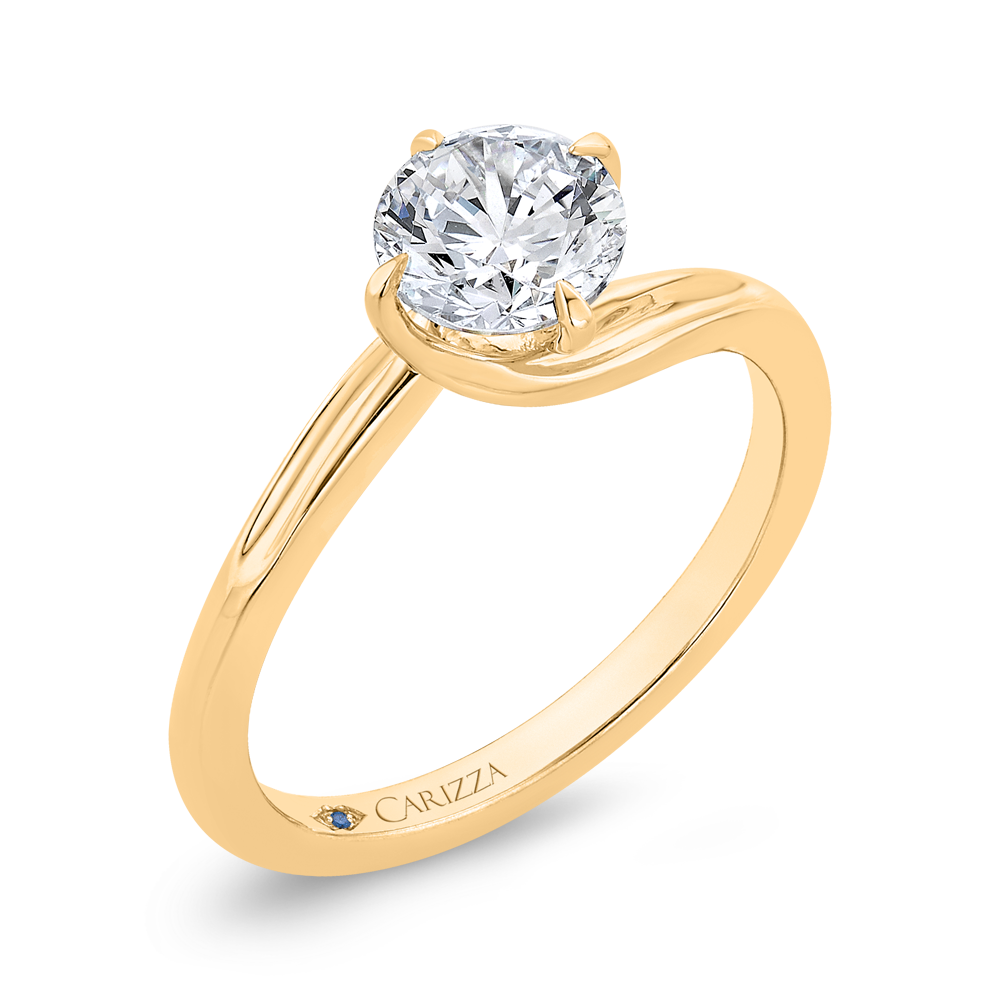 14K Yellow Gold Round Cut Diamond Solitaire Engagement Ring (Semi-Mount)