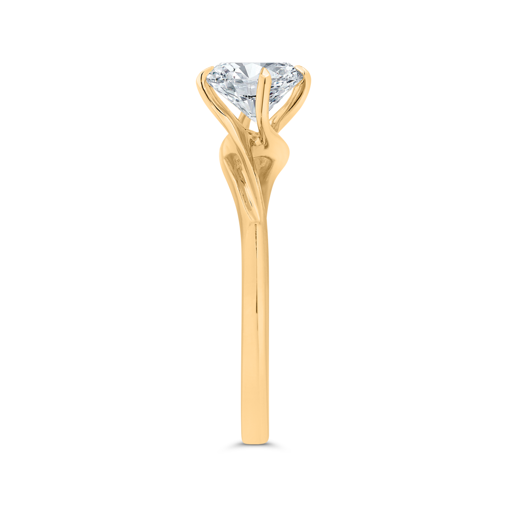 14K Yellow Gold Round Cut Diamond Solitaire Engagement Ring (Semi-Mount)