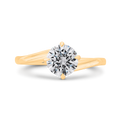 14K Yellow Gold Round Cut Diamond Solitaire Engagement Ring (Semi-Mount)