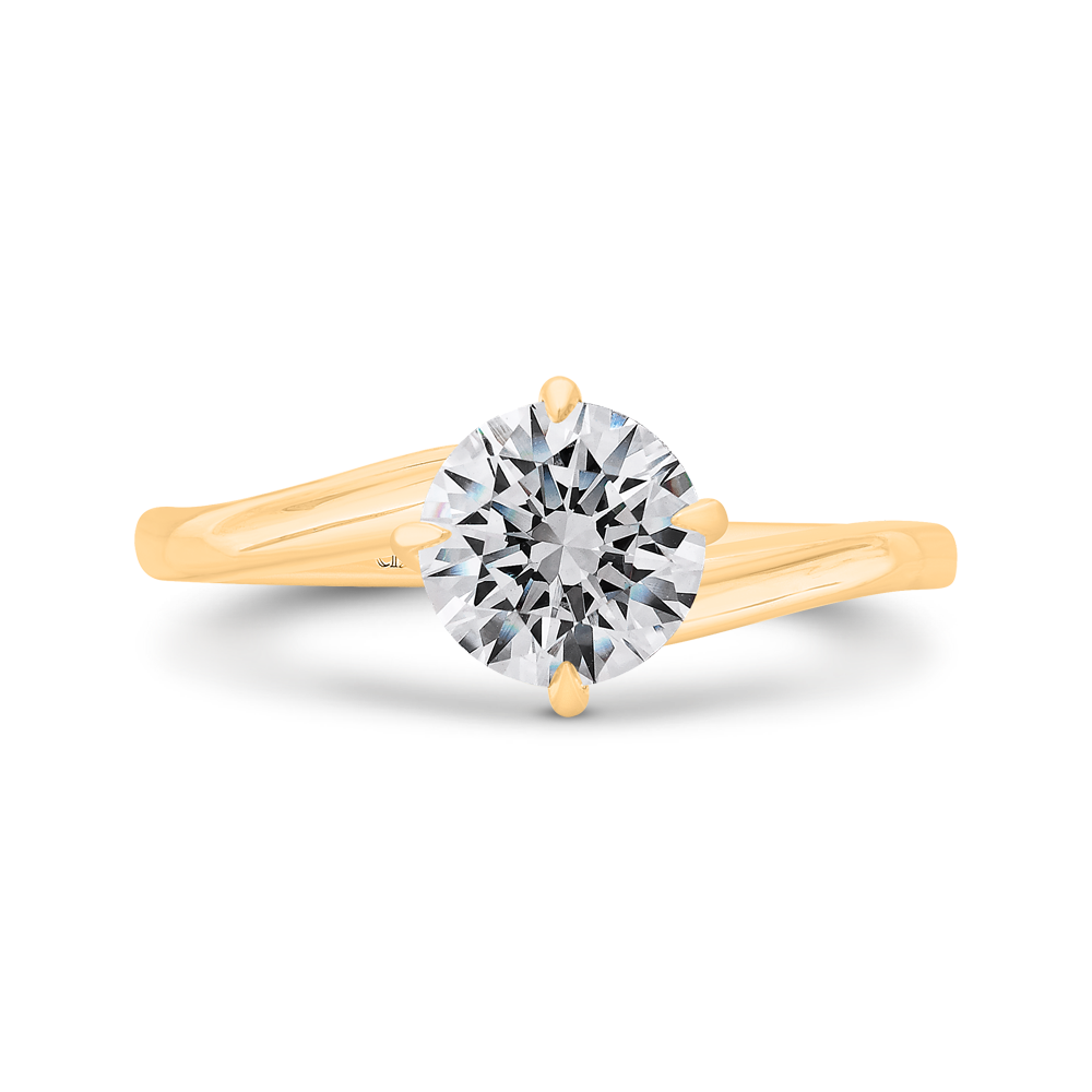 14K Yellow Gold Round Cut Diamond Solitaire Engagement Ring (Semi-Mount)