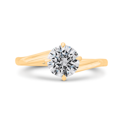 14K Yellow Gold Round Cut Diamond Solitaire Engagement Ring (Semi-Mount)