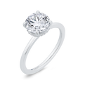 14K White Gold Round Cut Diamond Solitaire Engagement Ring (Semi-Mount)