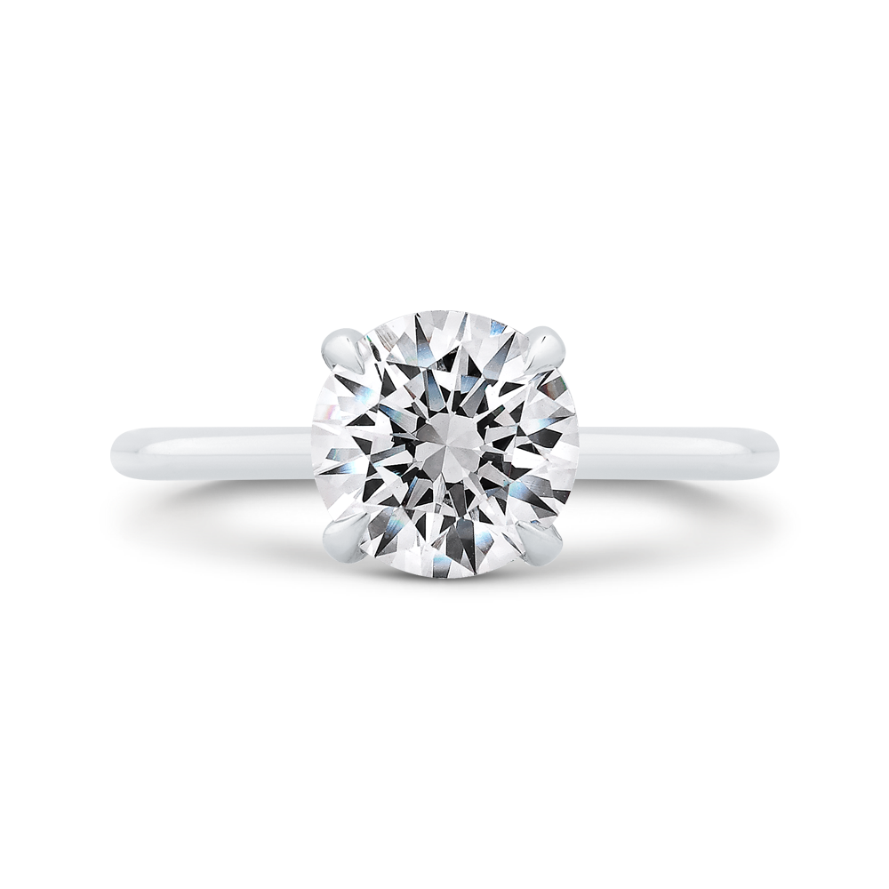 14K White Gold Round Cut Diamond Solitaire Engagement Ring (Semi-Mount)
