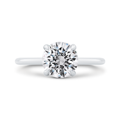 14K White Gold Round Cut Diamond Solitaire Engagement Ring (Semi-Mount)