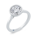 14K White Gold Round Cut Diamond Solitaire Engagement Ring (Semi-Mount)