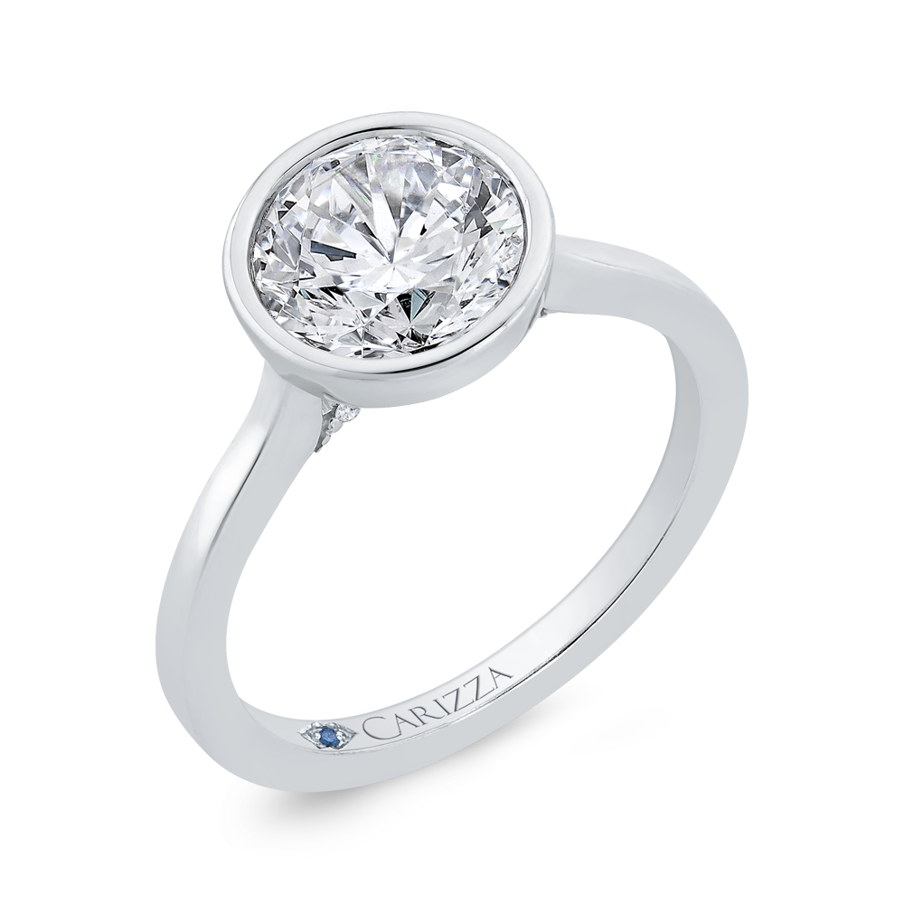 14K White Gold Round Cut Diamond Solitaire Engagement Ring (Semi-Mount)