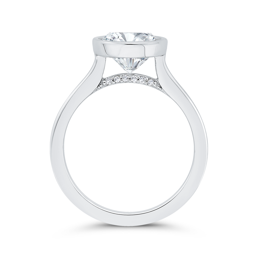 14K White Gold Round Cut Diamond Solitaire Engagement Ring (Semi-Mount)