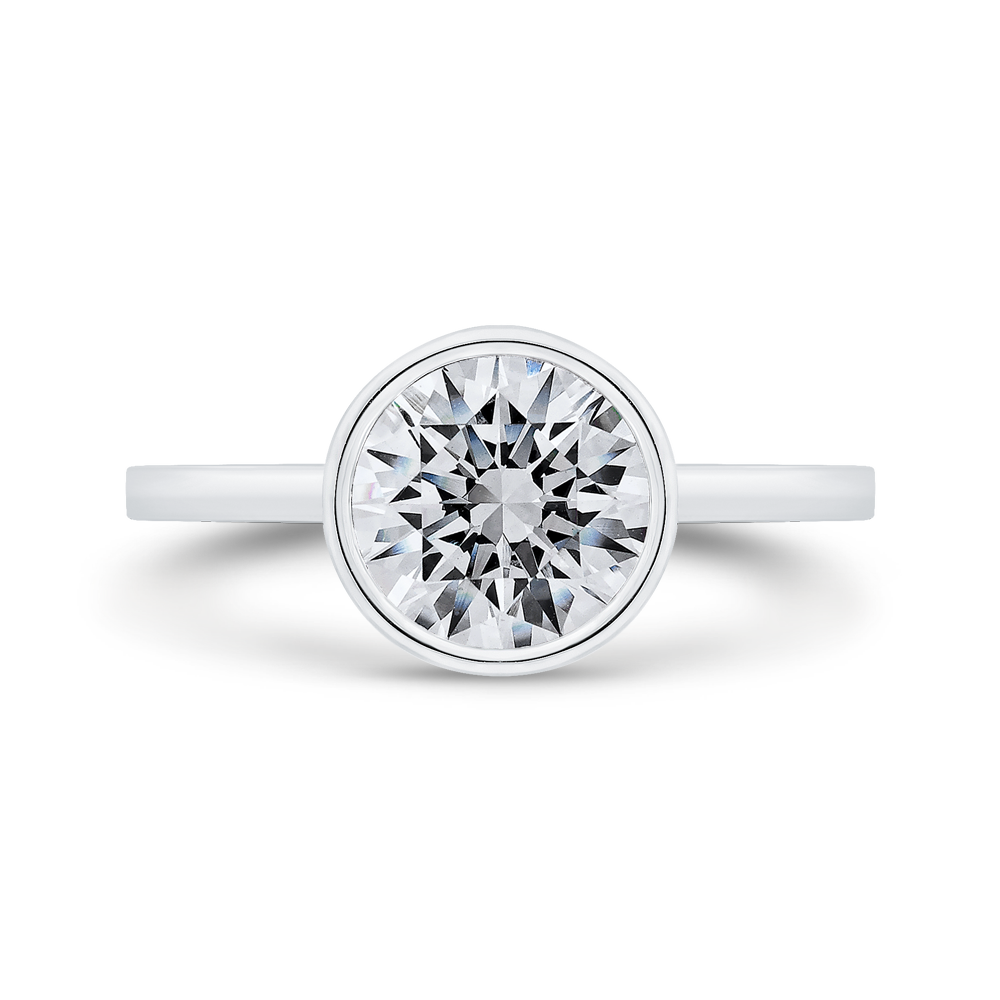 14K White Gold Round Cut Diamond Solitaire Engagement Ring (Semi-Mount)