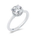 14K White Gold Round Cut Diamond Solitaire Engagement Ring (Semi-Mount)