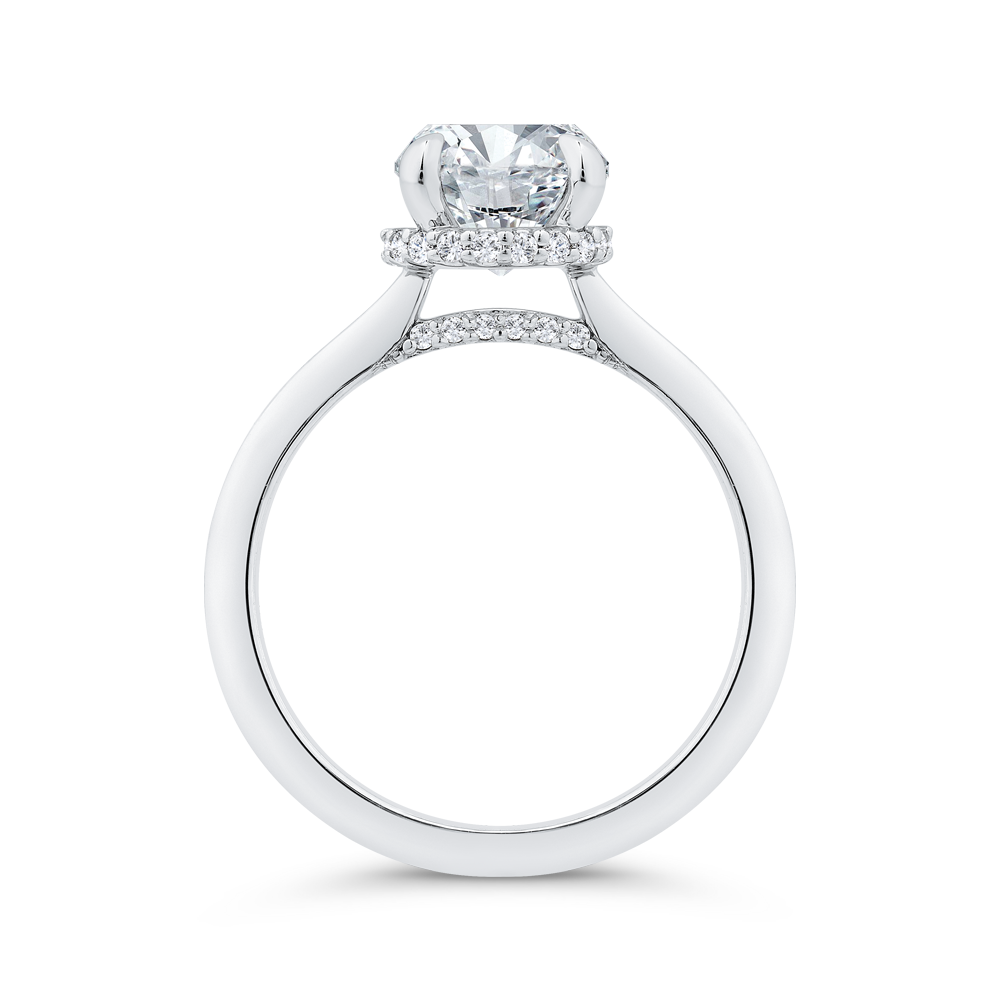 14K White Gold Round Cut Diamond Solitaire Engagement Ring (Semi-Mount)