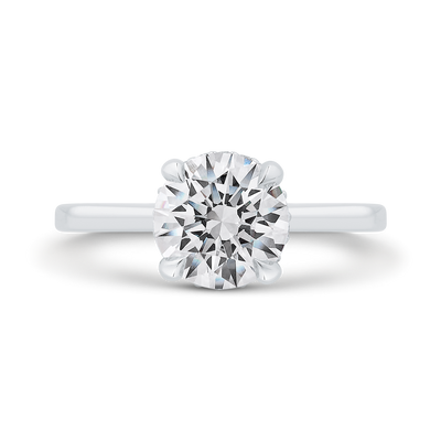 14K White Gold Round Cut Diamond Solitaire Engagement Ring (Semi-Mount)