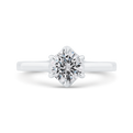 14K White Gold Round Cut Diamond Solitaire Engagement Ring (Semi-Mount)