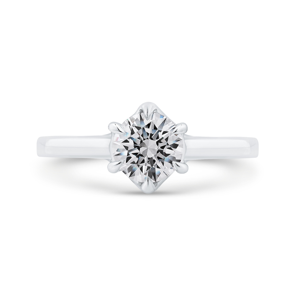 14K White Gold Round Cut Diamond Solitaire Engagement Ring (Semi-Mount)