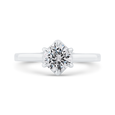 14K White Gold Round Cut Diamond Solitaire Engagement Ring (Semi-Mount)