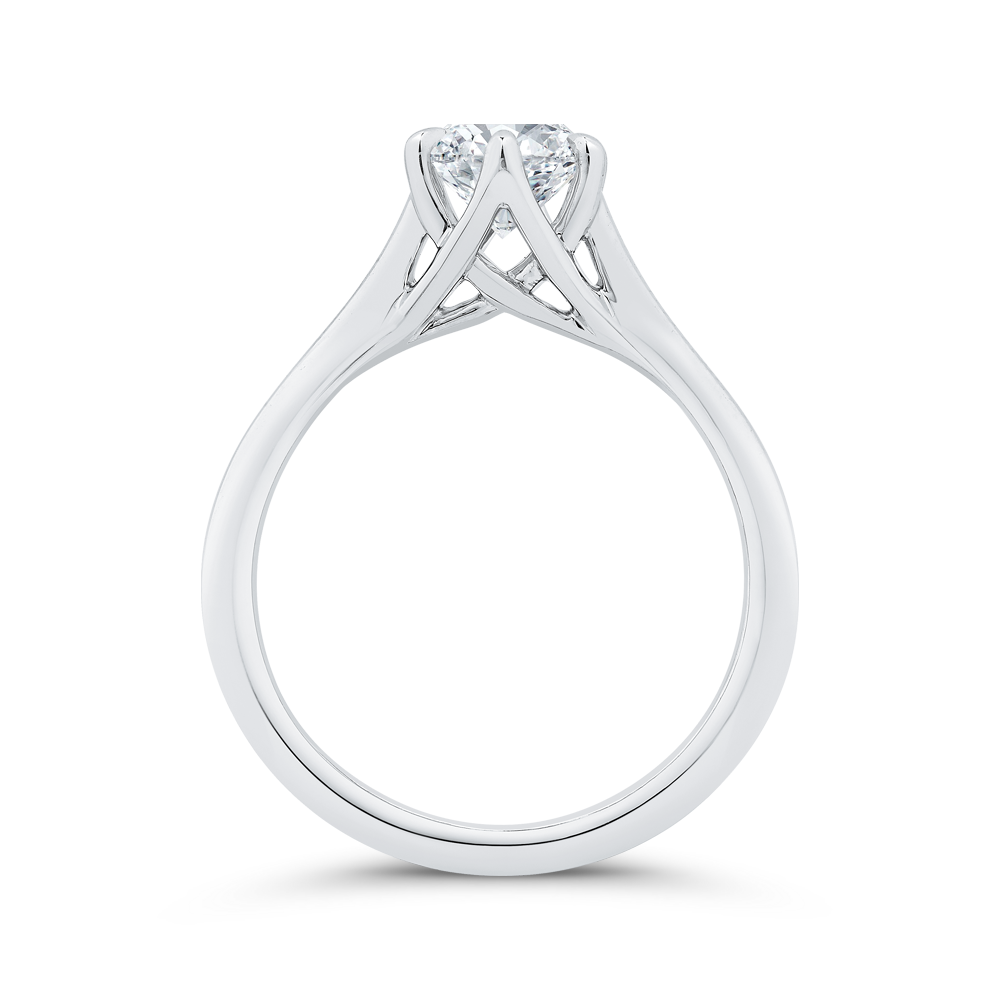 14K White Gold Round Cut Diamond Solitaire Engagement Ring (Semi-Mount)