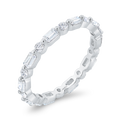 14K White Gold with Round & Emerald Diamond Eternity Ring