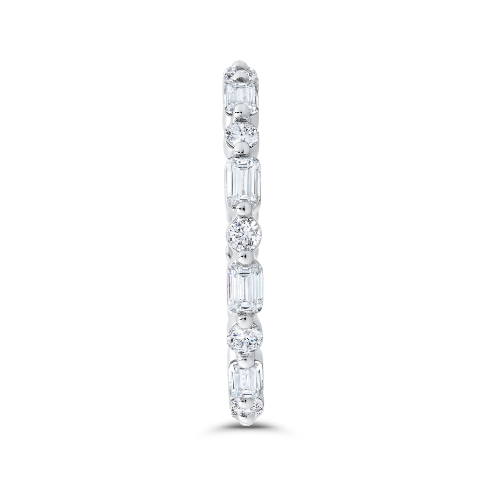 14K White Gold with Round & Emerald Diamond Eternity Ring