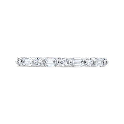 14K White Gold with Round & Emerald Diamond Eternity Ring