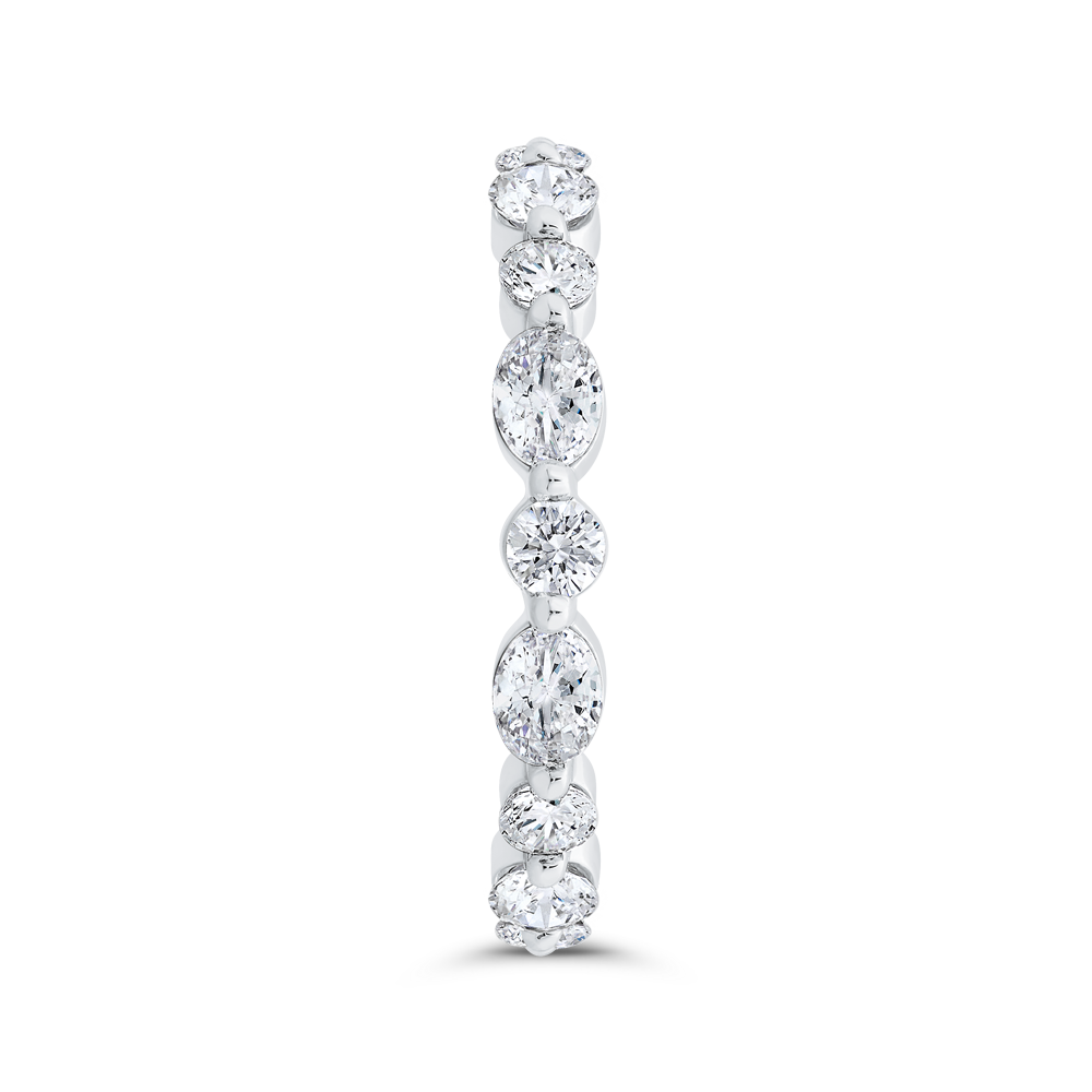 14K White Gold with Oval & Round Diamond Eternity Ring