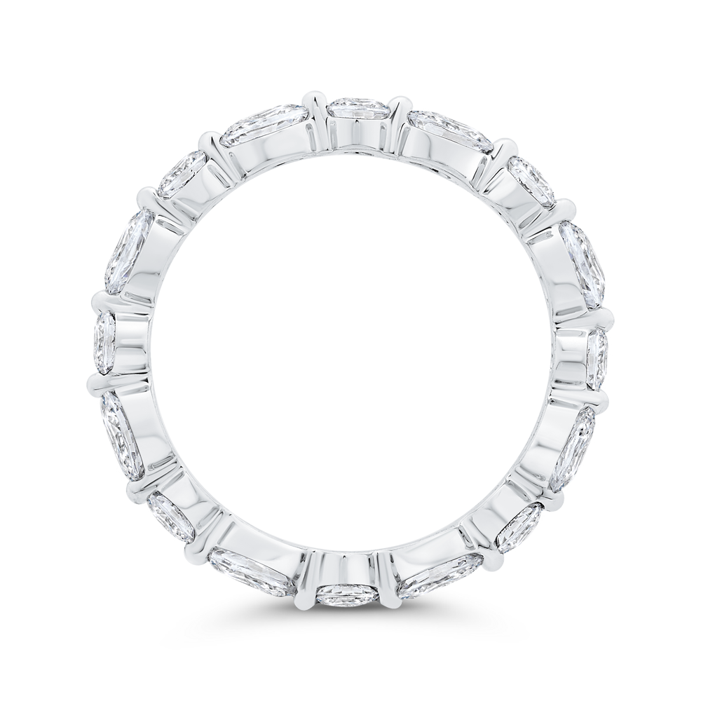 14K White Gold with Oval & Round Diamond Eternity Ring