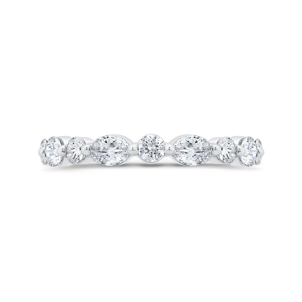 14K White Gold with Oval & Round Diamond Eternity Ring