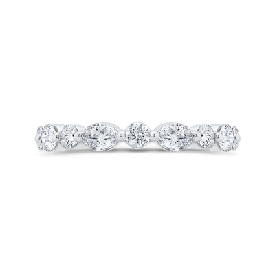 14K White Gold with Oval & Round Diamond Eternity Ring