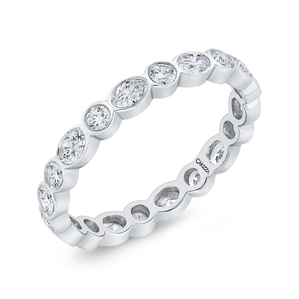 14K White Gold with Oval & Round Diamond Eternity Ring