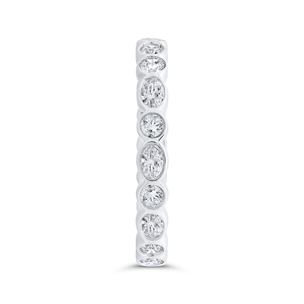 14K White Gold with Oval & Round Diamond Eternity Ring