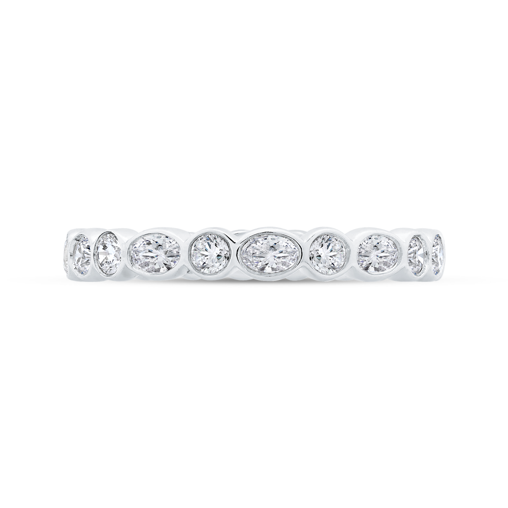 14K White Gold with Oval & Round Diamond Eternity Ring