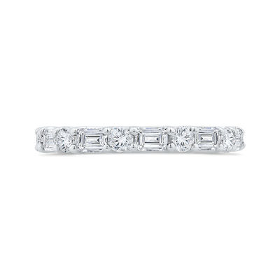 14K White Gold with Round & Emerald Diamond Eternity Ring