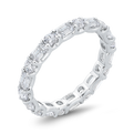 14K White Gold with Round & Emerald Diamond Eternity Ring