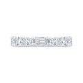 14K White Gold with Oval, Round & Emerald Diamond Eternity Ring