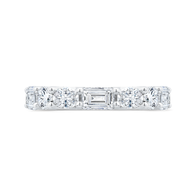 14K White Gold with Oval, Round & Emerald Diamond Eternity Ring