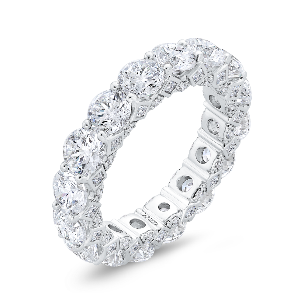 14K White Gold with Round & Princess Diamond Eternity Ring