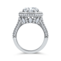14K White Gold Round Cut Diamond Halo Engagement Ring (Semi-Mount)