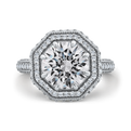 14K White Gold Round Cut Diamond Halo Engagement Ring (Semi-Mount)