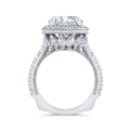 14K White Gold Round Cut Diamond Halo Engagement Ring with Euro Shank (Semi-Mount)