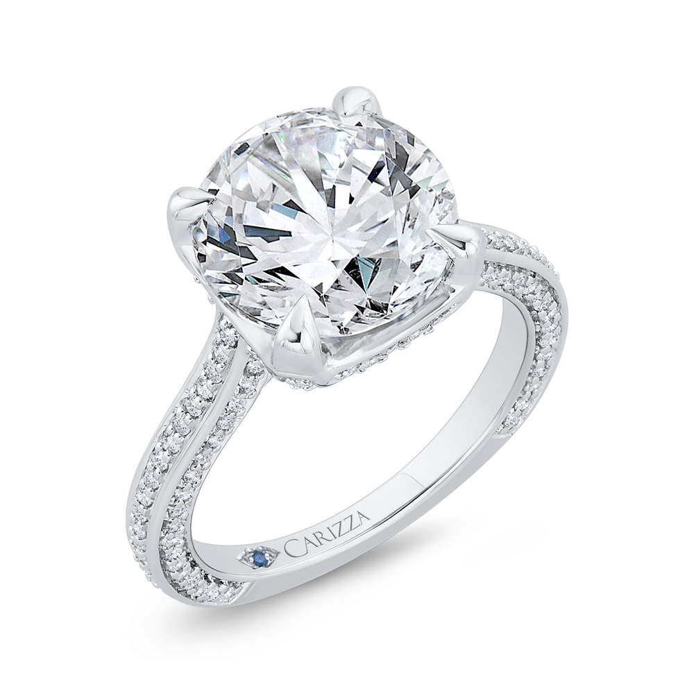 14K White Gold Round Cut Diamond Engagement Ring (Semi-Mount)