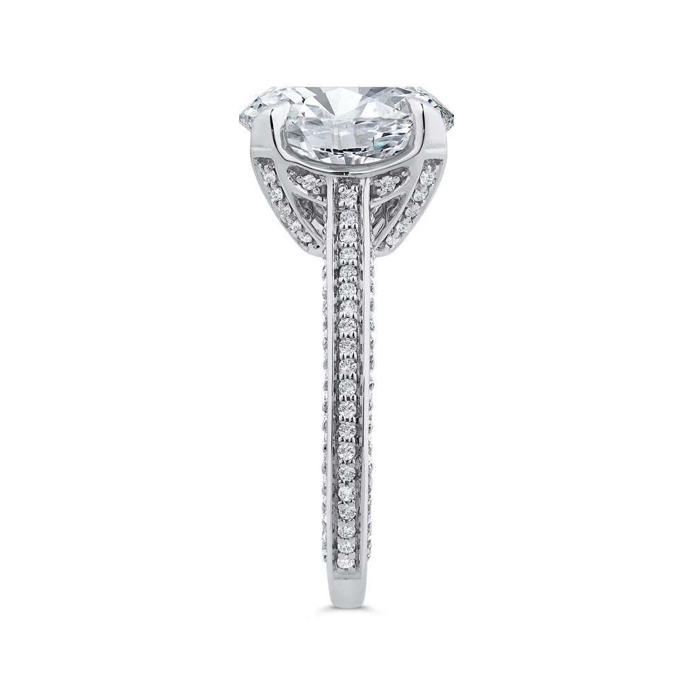 14K White Gold Round Cut Diamond Engagement Ring (Semi-Mount)