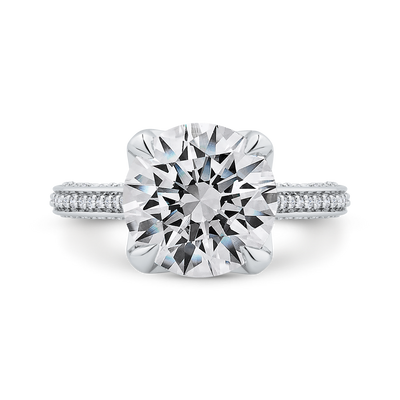 14K White Gold Round Cut Diamond Engagement Ring (Semi-Mount)