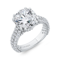 14K White Gold Three Row Round Diamond Engagement Ring (Semi-Mount)